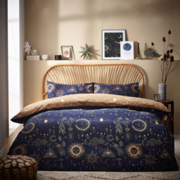 Constellation Celestial Duvet Cover Set - Gold/Navy / King - thumbnail 2