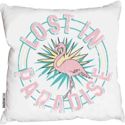 Flamingo and slogan graphic fresh summer days Outdoor Cushion - Pink / 60cm - thumbnail 2