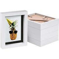 "5"" x 7"" White 3D Box Photo Frames - 4"" x 6"" Mount - Pack of 5 - Black" - image 1