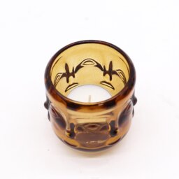 Serene Buddha Faces Candle Jar Antique Amber Decor Ambiance - Brown - thumbnail 2