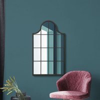Arcus Crown Metal Framed Arched Window Wall Mirror - Black - image 1