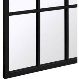 Arcus Crown Metal Framed Arched Window Wall Mirror - Black - thumbnail 3