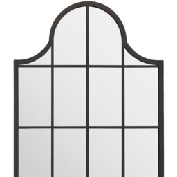 Arcus Crown Metal Framed Arched Window Wall Mirror - Black - thumbnail 2