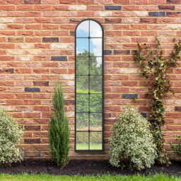 Arcus Slim Arch Leaner Garden Wall Mirror - Black / 190cm - thumbnail 2