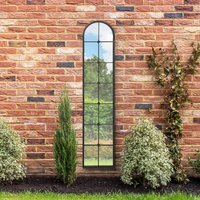 Arcus Slim Arch Leaner Garden Wall Mirror - Black / 190cm