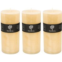 Round Vanilla Pillar Candles - 140 Hours - Cream - Pack of 3 - Natural