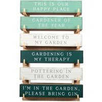 Set of 36 Gardening Block Signs with Wooden Display - Garden Decor - Multi