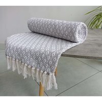 Eden Recycled Cotton Geometric Throw - Silver / 228x254 cm / 254cm - image 1
