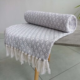 Eden Recycled Cotton Geometric Throw - Silver / 228x254 cm / 254cm - thumbnail 2