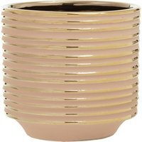 Haldis Blush Pink and Gold Large Ceramic Planter - Pink