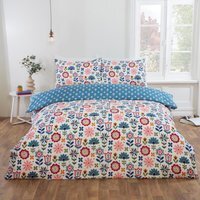 Olivia Microfibre Floral Duvet Cover Set with Pillowcase (Blue) - Multi / Single