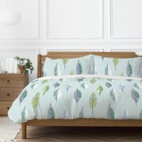 Flynn Leaf Design Polycotton Duver Cover Set - Duckegg / 200cm - image 1