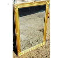 Ornate Wall Mirror Rustic Gold Wooden Flowery - Gold