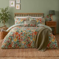 Meadow Haze Printed Duvet Cover Set - Green / Superking