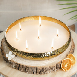 Vanilla Scented 7 Wick Candle in Gold - Gold - thumbnail 5