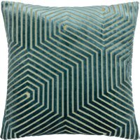 Evoke Cut Velvet Cushion - Teal / Feather / 55cm - image 1