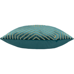 Evoke Cut Velvet Cushion - Teal / Feather / 55cm - thumbnail 3