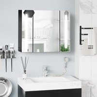 kleankin LED Bathroom Cabinet with Mirror, Dimmable Storage Organiser - High Gloss Black