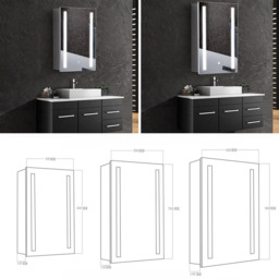 Wall-Mounted Bathroom Mirror Cabinet with LED Lights - Silver / 50cm - thumbnail 2