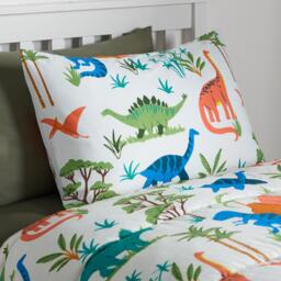 Dino Print Reversible Coverless 10.5 Tog Duvet Set - Green - thumbnail 2