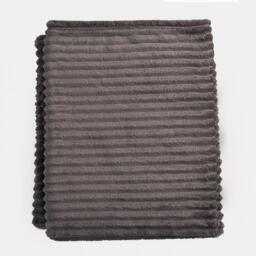 Ribbed Faux Fur Throw - Charcoal - thumbnail 5