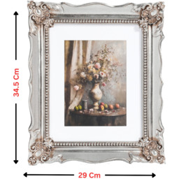 Victorian Style Embossed Floral Silver Picture Frame - Silver - thumbnail 5