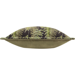 Kielder Fern Night Printed Velvet Cushion - Black / 80 Feather 20 Polyester - thumbnail 3