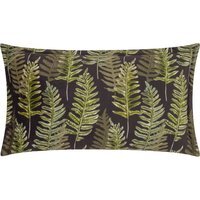 Kielder Fern Night Printed Velvet Cushion - Black / 80 Feather 20 Polyester
