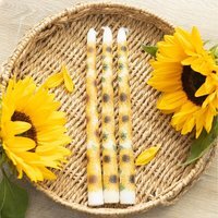 Set of 3 Sunflower Unscented Taper Candles - Yellow - image 1