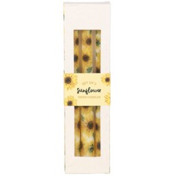 Set of 3 Sunflower Unscented Taper Candles - Yellow - thumbnail 2