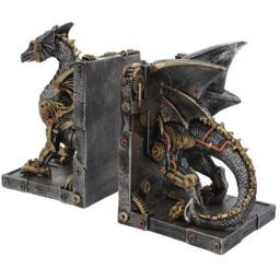 Dracus Machina Steampunk Dragon Bookends - 27cm - thumbnail 3