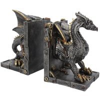 Dracus Machina Steampunk Dragon Bookends - 27cm - thumbnail 1