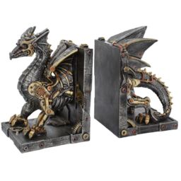 Dracus Machina Steampunk Dragon Bookends - 27cm - thumbnail 2