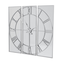 Celina Mirrored Wall Clock With Skeleton Design - Silver - thumbnail 2