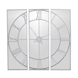Celina Mirrored Wall Clock With Skeleton Design - Silver - thumbnail 3