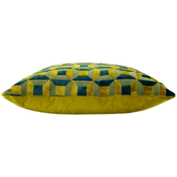 Empire Velvet Jacquard Cushion - Teal-Gold - thumbnail 2