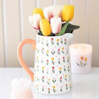 Tulip Print Ceramic Flower Jug Vase - Multicolour