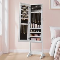 SONGMICS Full-Length Mirror Jewellery Cabinet, Lockable Jewellery Organiser - White
