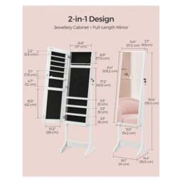 SONGMICS Full-Length Mirror Jewellery Cabinet - White - thumbnail 4