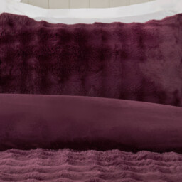 Aurora Soft Faux Fur Duvet Set - Berry / King - thumbnail 4