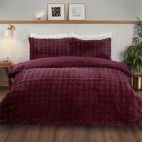 Aurora Soft Faux Fur Duvet Set - Berry / King - thumbnail 1