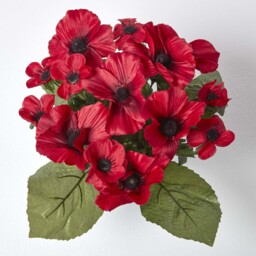 Artificial Red Poppy Flower Arrangement in Grave Pot - Red - thumbnail 2