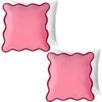 Pack of Matte Velvet Scallop Edge Filled Cushions - Pink / 2 - thumbnail 1