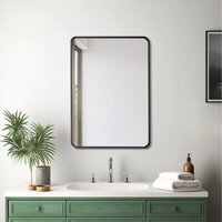 Rectangular Wall Mirror with Aluminum Frame  - Black