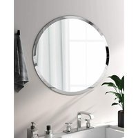 50x50 cm Frameless Round Wall Mounted Mirror - Silver