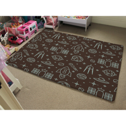 Planets And Stars Designer Rug - Brown / 150cm - thumbnail 2