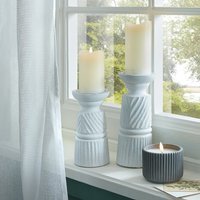 Large Carved Candle Holder Elegant Sculptural Decor - White - thumbnail 1