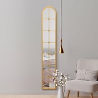 Arcus Slim Framed Metal Arch Leaner Wall Mirror - Gold / 170cm - image 1