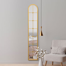 Arcus Slim Framed Metal Arch Leaner Wall Mirror - Gold / 170cm - thumbnail 2