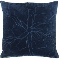 Angeles Floral Velvet Cushion - Navy / 80 Polyester 20 Feather